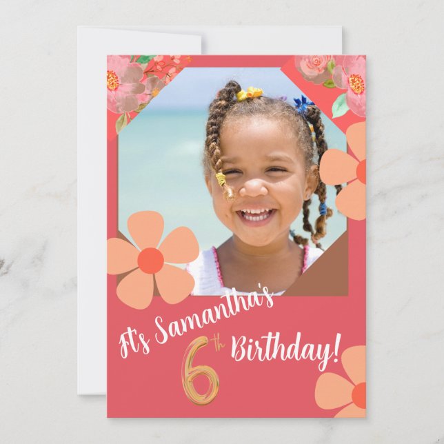 Invitación de cumpleañosTarjeta-Personalizable- Fl (Anverso)
