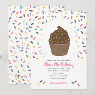 Invitación de Cupcake Con Purpurina
