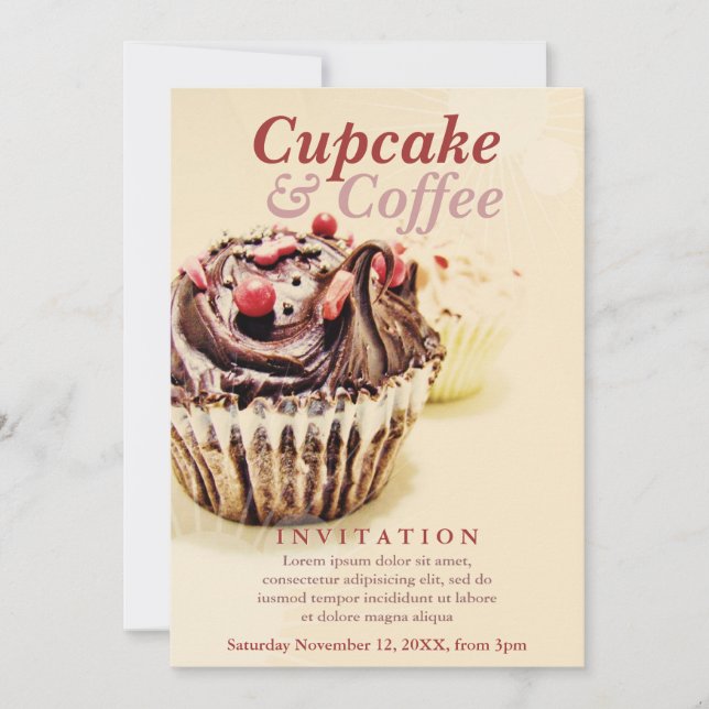 Invitación de Cupcake de Chocolate y Fudge (Anverso)