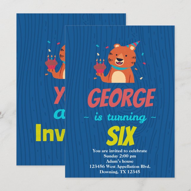 Invitación de Cupcake de Tigre de Dibujos Animados (Anverso / Reverso)