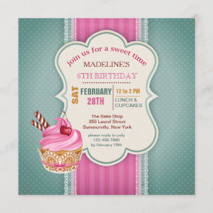 Invitación de Cupcake Rosa