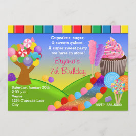 Invitación de Cupcakes Dulces de Candyland