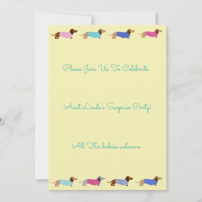 Invitación de Dachshund Party (Anverso)