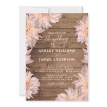 Invitación de Dahlia Pink Floral Rustic Wood Weddi