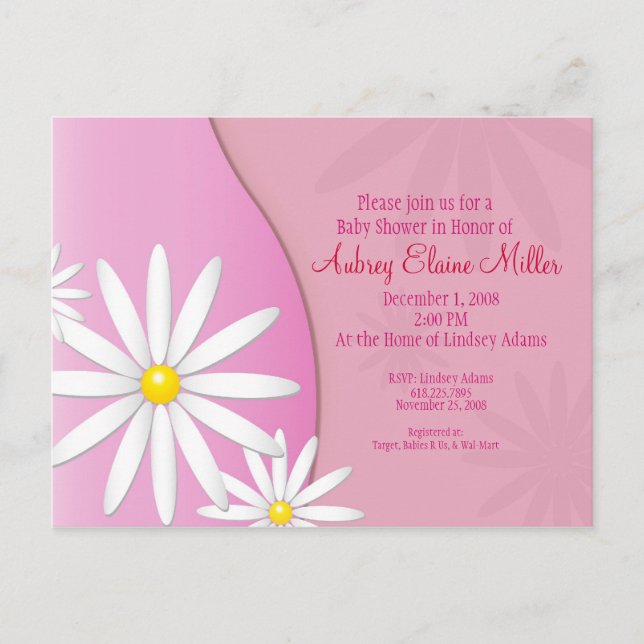 Invitación de Daisy Baby Shower (Anverso)