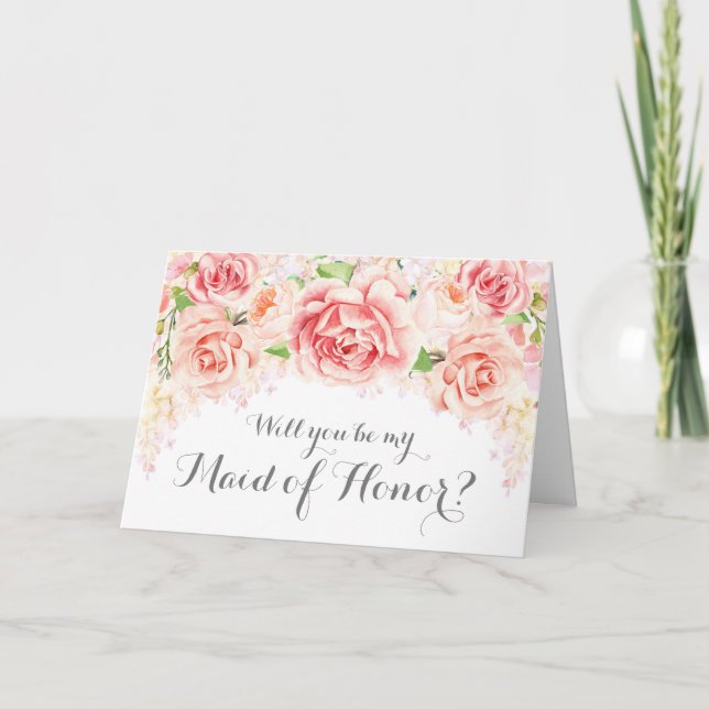 Invitación de Dama de Honor con Acuarela Blanca y  (Anverso)