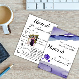 Invitación de Dama de Honor con Acuarela Violeta P