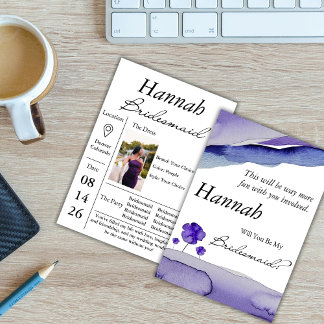 Invitación de Dama de Honor con Acuarela Violeta P