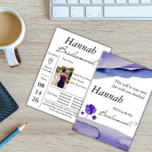 Invitación de Dama de Honor con Acuarela Violeta P