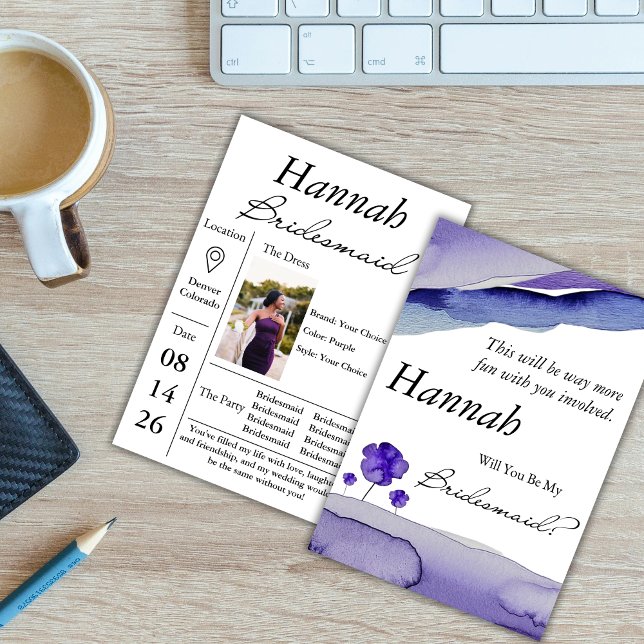 Invitación de Dama de Honor con Acuarela Violeta P (Subido por el creador)
