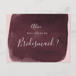 Invitación de dama de honor con lavado de acuarela