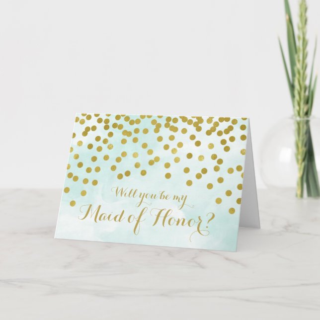 Invitación de Dama de Honor con Puntos Dorados de  (Anverso)