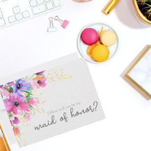 Invitación de Dama de Honor de Flores Brillantes y