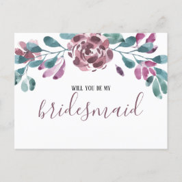 Invitación de dama de honor de peonía acuarela púr
