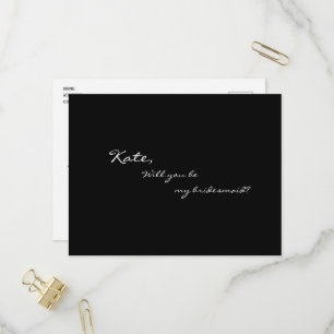 Invitación de Dama de Honor Elegante Negra ¿Serás 