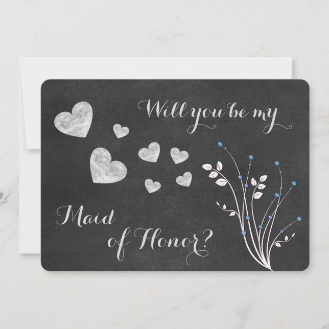 Invitación de Dama de Honor Floral con Cuentas de  (Anverso)