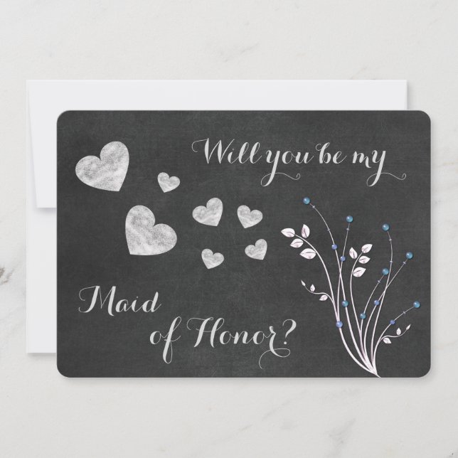 Invitación de Dama de Honor Floral con Cuentas y P (Anverso)