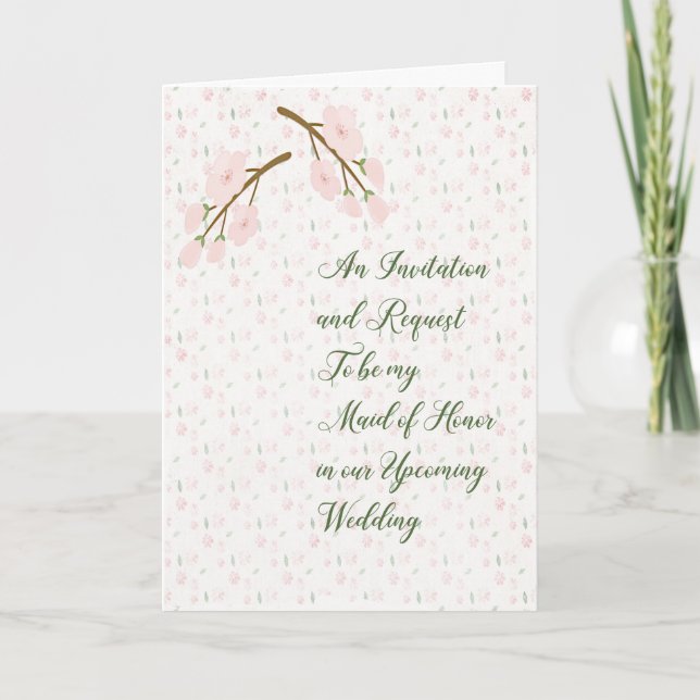 Invitación de Dama de Honor Flores Rosadas (Anverso)