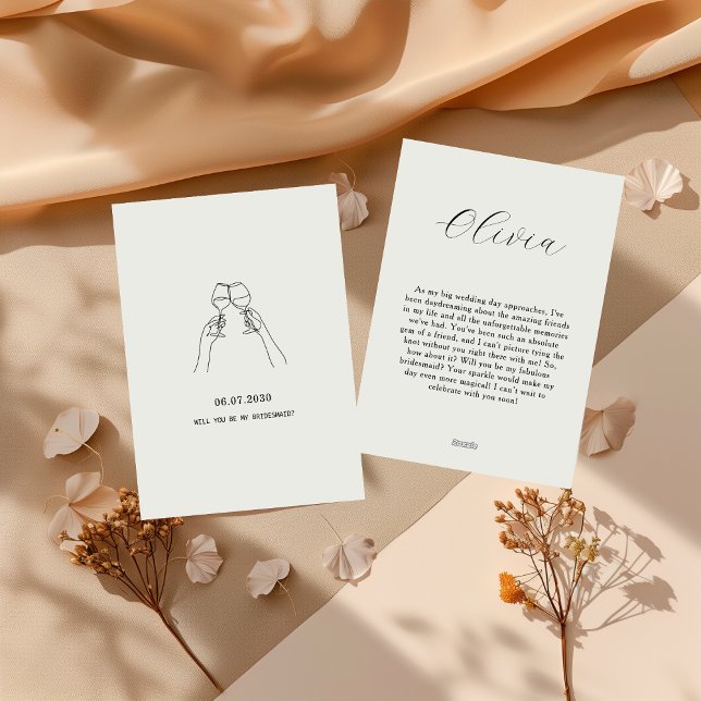 Invitación de Dama de Honor Minimal Beige Sé Mi Da (Subido por el creador)
