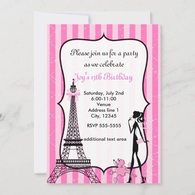 Invitación de Dama en París en Torre Eiffel (Anverso)