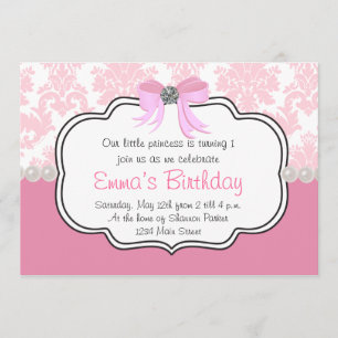 Invitación de Damasco con Diamantes Rosados y Perl