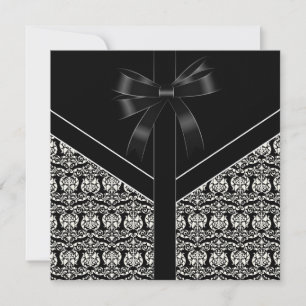 Invitación de Damasco de Boda Blanca Damasco Negro