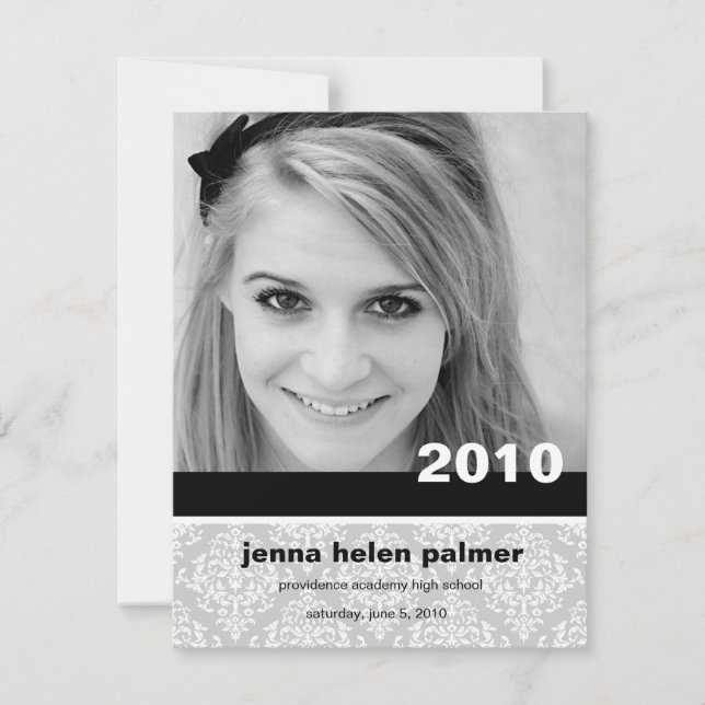 Invitación de Damasco de Graduación| Invitación (Anverso)