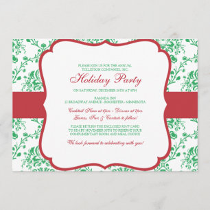 Invitación de Damasco de Navidad Victoriana