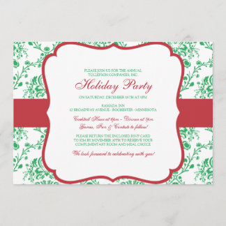 Invitación de Damasco de Navidad Victoriana