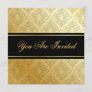 Invitación de Damasco Dorado y Negro