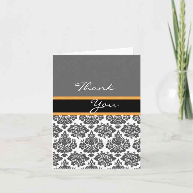 invitación de damasco negro, tarjeta de agradecimi (Anverso)