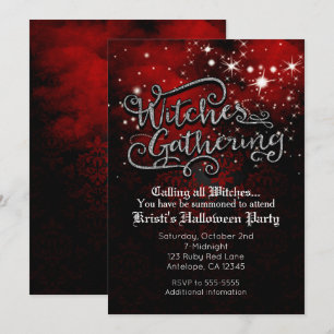 Invitación de Damasco Roja y Negra de Reunión de B