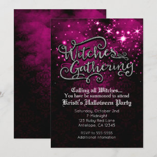 Invitación de damasco rosa y negro de reunión de b