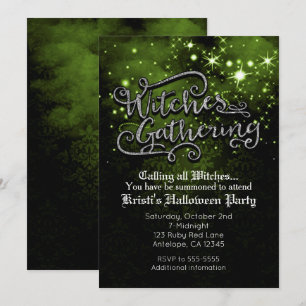Invitación de Damasco Verde y Negro de Reunión de 