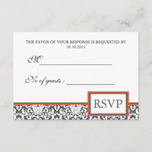 Invitación de Damask RSVP con naranja floral