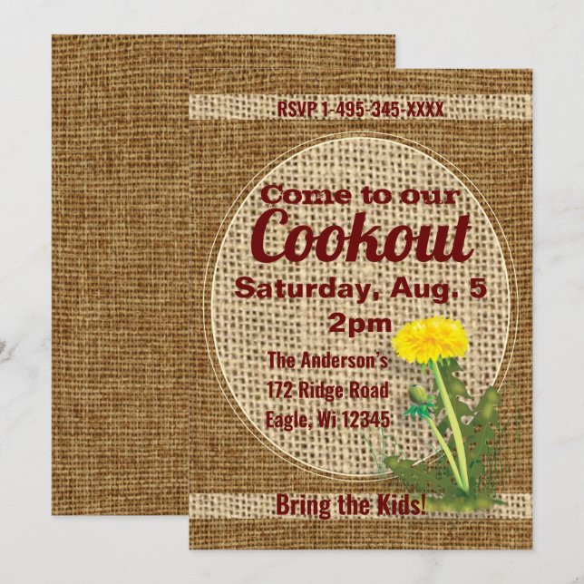 Invitación de Dandelion (Anverso / Reverso)