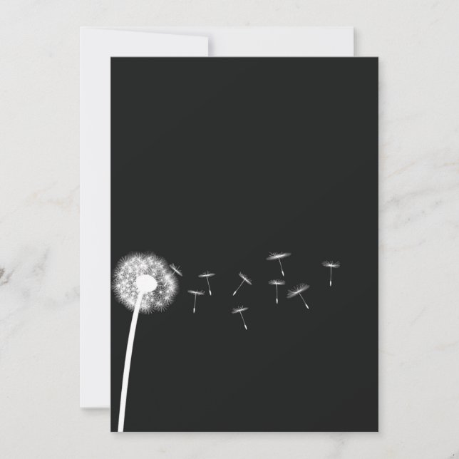 Invitación de Dandelion Wish Black and White Weddi (Anverso)