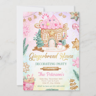 Invitación de decoración de casa de jengibre rosa 