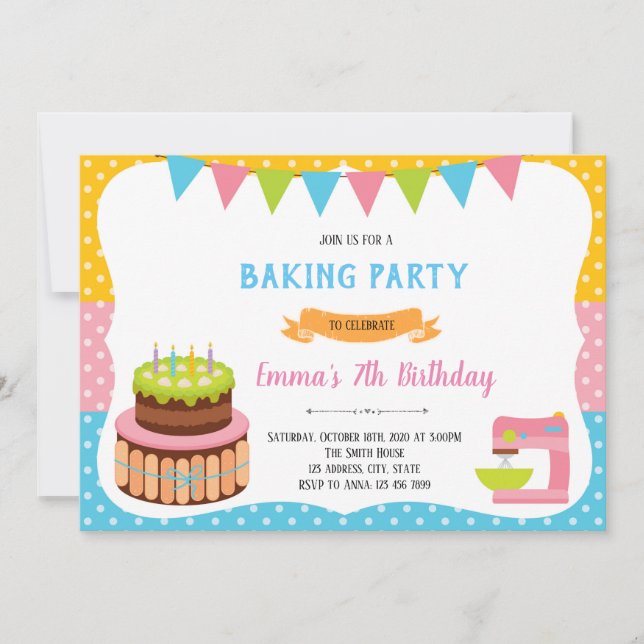 Invitación de decoración de horneado de pastel (Anverso)