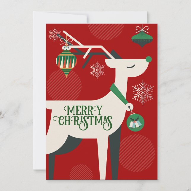 Invitación de decoración de Navidad de ciervo clás (Anverso)