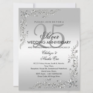 Invitación de Decoración de Plata 25 Aniversario d