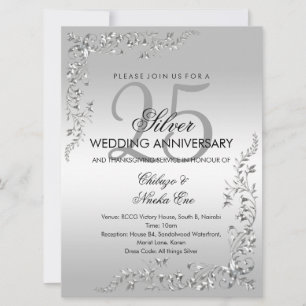 Invitación de Decoración de Plata 25 Aniversario d