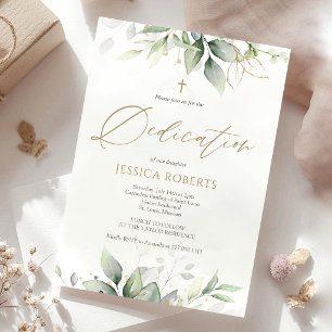 Invitación de dedicación de bebé con acuarela de v