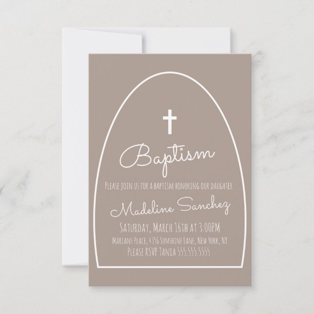 Invitación de dedicación de bebé con arco de bauti (Anverso)