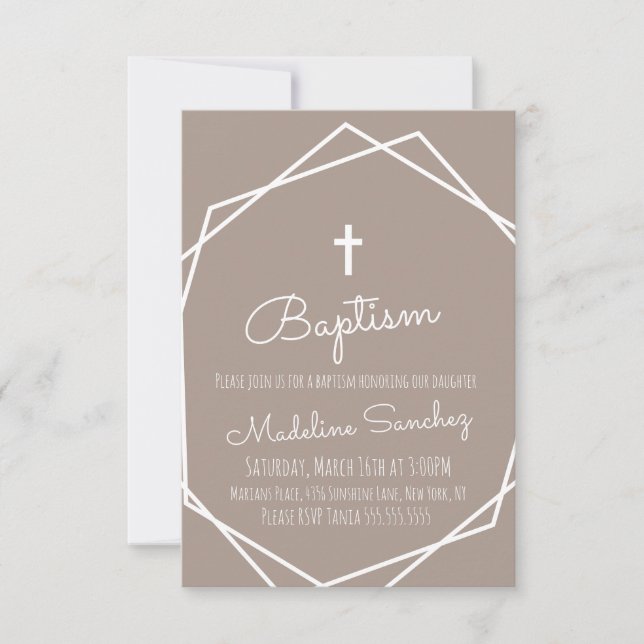 Invitación de dedicación de bebé con bautizo moder (Anverso)