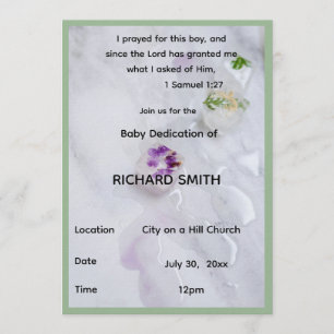 Invitación de dedicación de bebé niño Versículo de