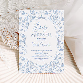 Invitación de Delft Blue Chinoiserie Baby Shower B