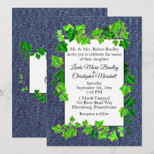 Invitación de Denim Vines para Boda de Campo
