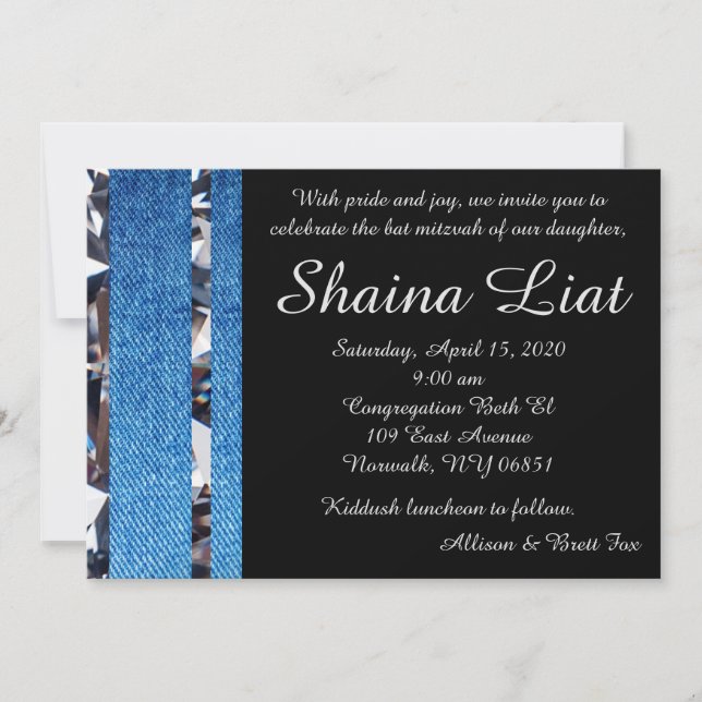 Invitación de Denim y Diamantes III (Anverso)
