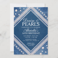 Invitación de Denim y Perlas Elegantes